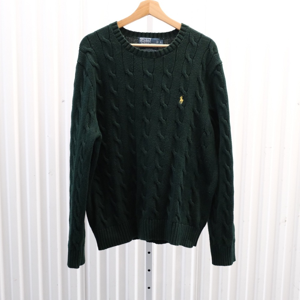 Polo Ralph Lauren Cable Knit Sweater Men's Size Large Hunter Green